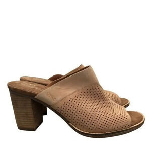 TOMS Majorca Light Tan Brown Perforated Slip On Mule Sandal 10